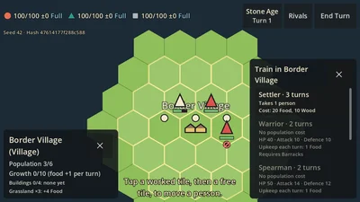 Ages of Time turn-based match with units and settlements on the map